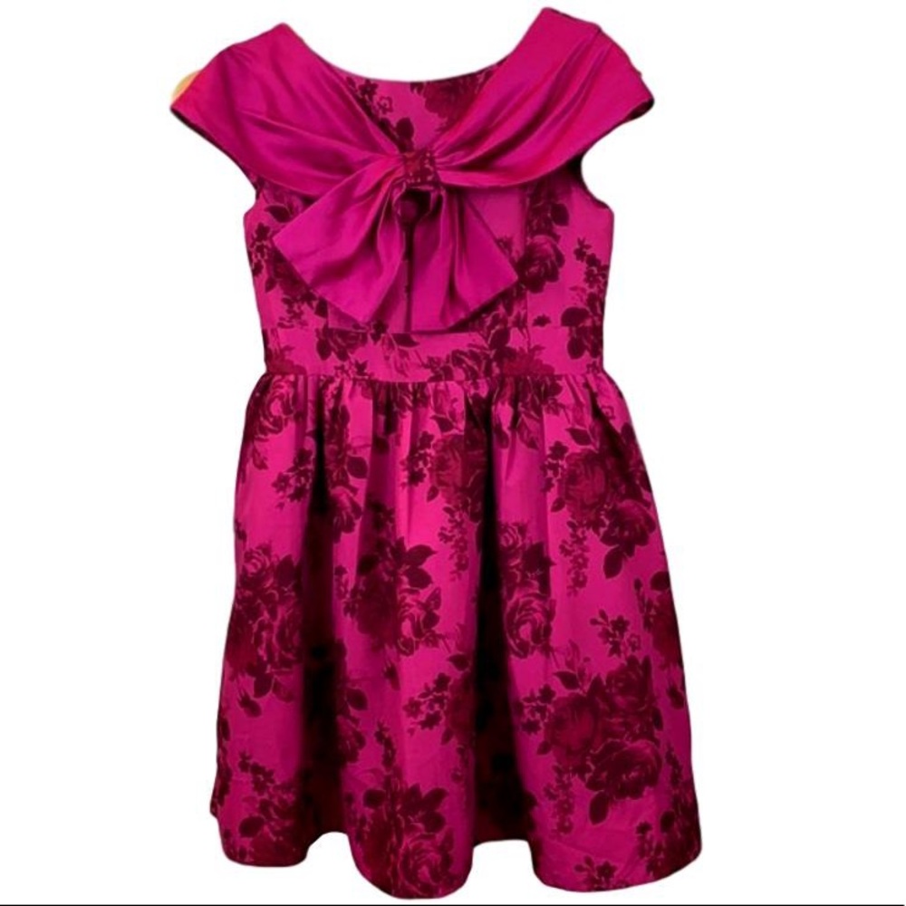 Baker Ted Baker Pink Floral Front Bow Girls Dress